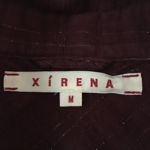 XIRENA Scout Muslin Cotton Burgundy Wine + Silver Lurex Shirt M - Picture 5 of 7